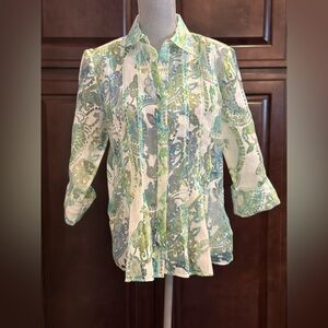 Coldwater Creek Paisley Burnout Shirt Size Medium